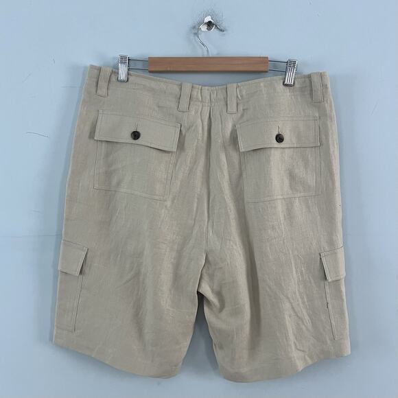 NWT Joseph Abbound Linen Tan Cream Cargo Shorts - Picture 3 of 6